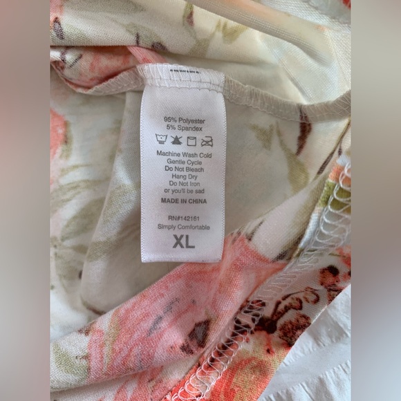 LuLaRoe Floral Short-Sleeve Swing Dress in Coral on Cream - Picture 8 of 16